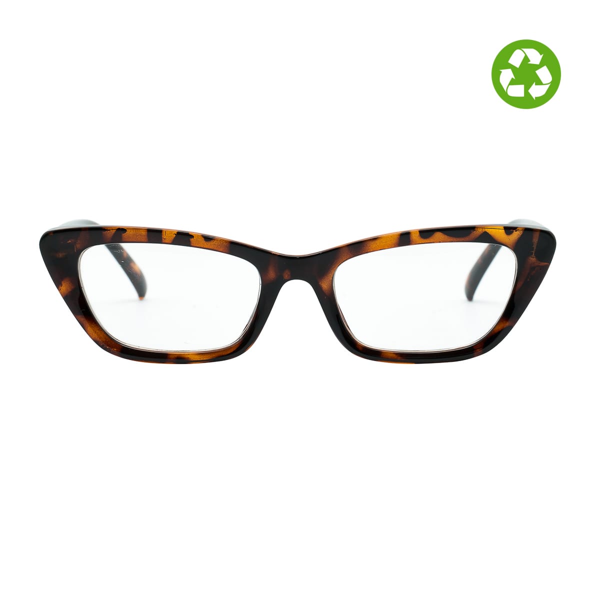 Il modello Nadine, un design che si distingue per la sua personalità fonde un cat-eye con una linea slim. Occhiali 100% plastica riciclata